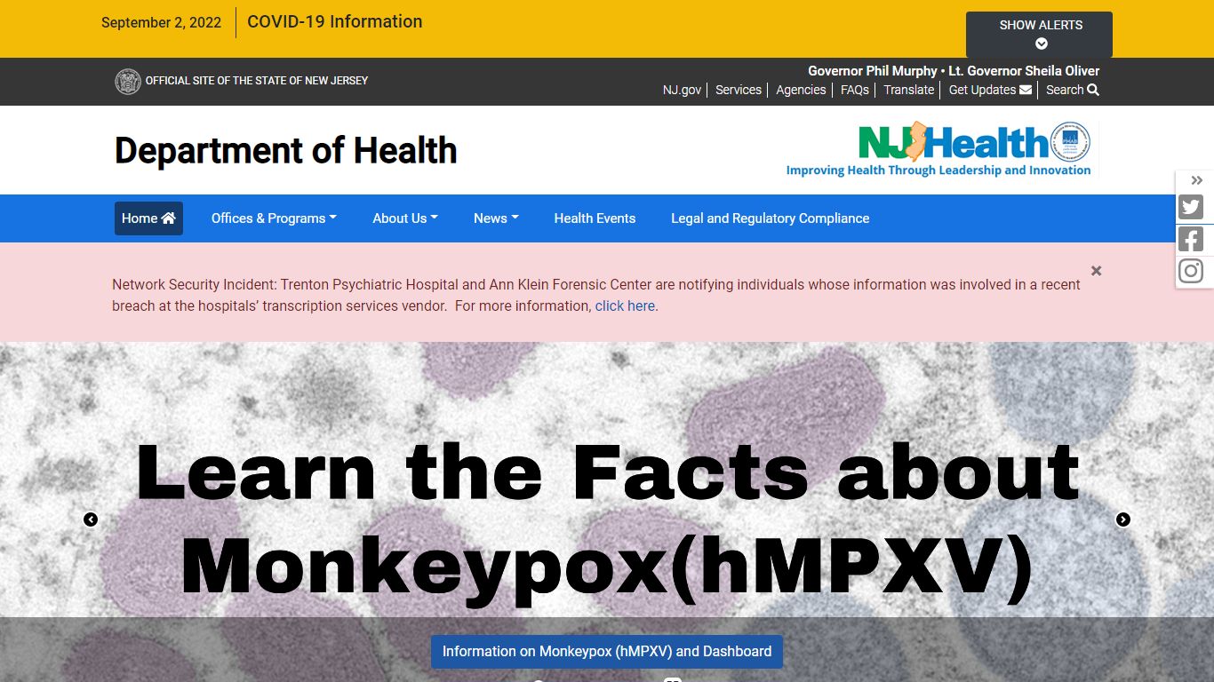 Department of Health for the State of New Jersey | Homepage